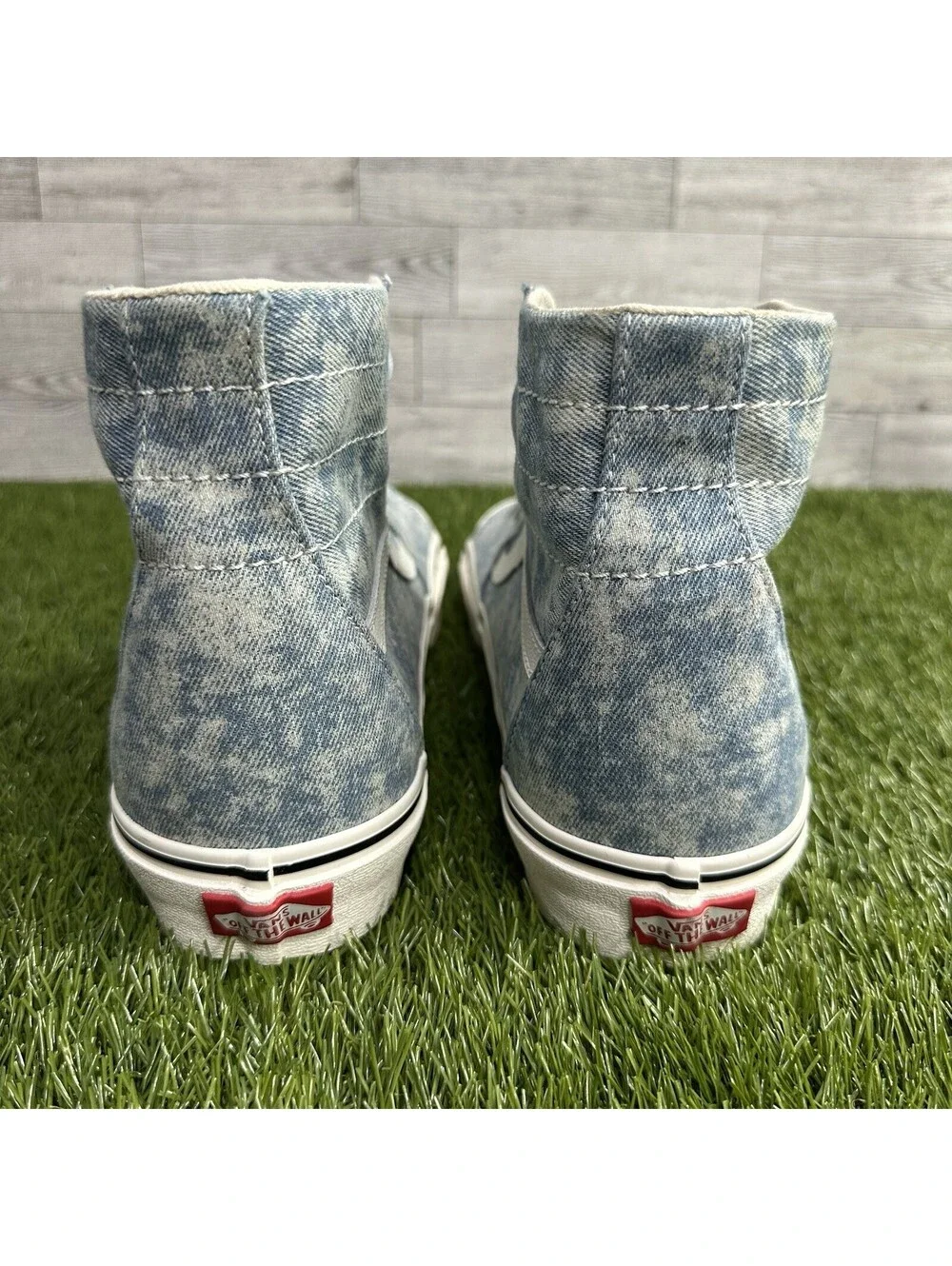 Vans Demin Destroy Sk8-Hi Tampered Sneakers Unisex Winter Sky/Marshmallow Sz 11